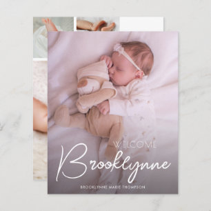 Papier Faire-part de naissance de script blanc de la phot