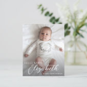 Papier Faire-part de naissance de script blanc de la phot (Debout devant)