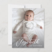 Papier Faire-part de naissance de script blanc de la phot (Devant)