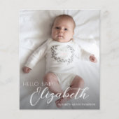 Papier Faire-part de naissance de script blanc de la phot (Devant)