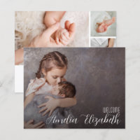 Faire-part de naissance élégant à photo multiple b