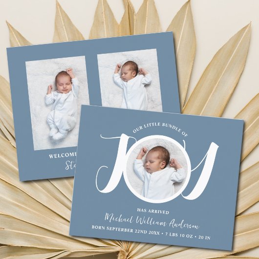 Papier Faire-part de naissance photo Budget Blue Boy Thre