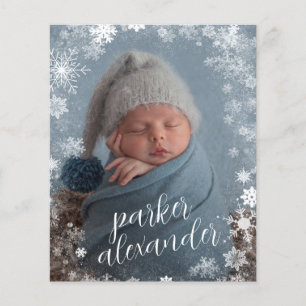 Papier Faire-part de naissance photo Budget Snowflakes