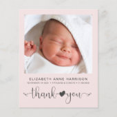 Papier Faire-part de naissance photo de petite fille rose (Devant)