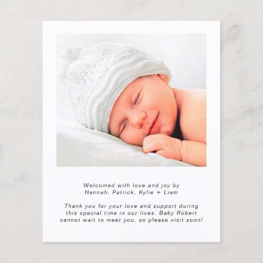 Papier Faire-part de naissance photo du script de bienven (Dos)