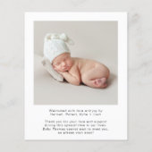 Papier Faire-part de naissance Photos de bienvenue du bud (Dos)