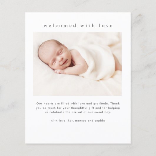 Papier Faire-part de naissance remerciement photo de bébé (Dos)