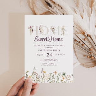 Papier faire-part de pendaison de crémaillère aux fleurs 