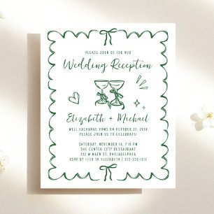 Papier Faire-part de réception de mariage à cadre ondulé