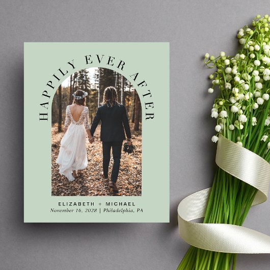 Papier Faire-part de réception de mariage Arch Photo Sage