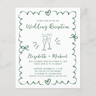 Papier Faire-part de réception de mariage vert fantaisist