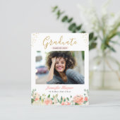 Papier Faire-part de remise de diplôme avec fleurs de cor (Debout devant)