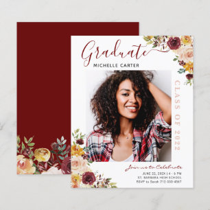 Papier Faire-part de remise de diplôme avec photo florale