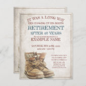 Papier Faire-part de retraite avec de vieilles bottes (Devant / Derrière)