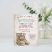 Papier Faire-part de retraite avec de vieilles bottes (Debout devant)