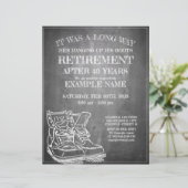 Papier Faire-part de retraite avec de vieilles bottes V3. (Debout devant)