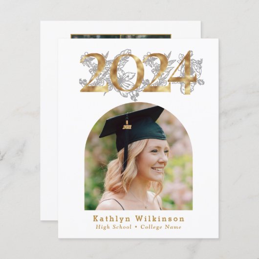 Papier FAIRE-PART de script Gold BUDGET Arche 5 photo GRA (Devant / Derrière)