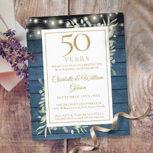 Papier Faire-part de verdure rustique pour 50e anniversai