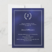 Papier Faire-part d'invitation à motif de monogramme bleu (Devant)