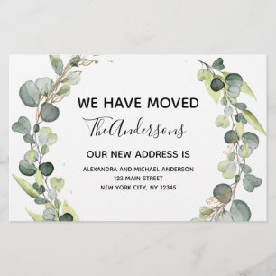 Papier Faire-part en mouvement Eucalyptus Verdure Aquarel