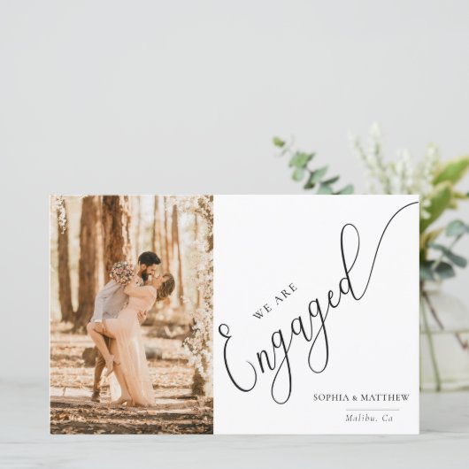 Papier Faire-part Fiançailles de script (Debout devant)