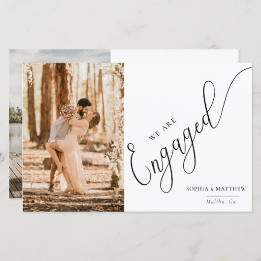 Papier Faire-part Fiançailles de script (Devant / Derrière)