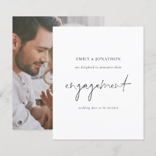 Papier Faire-part Fiançailles photo de script simple Budg