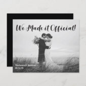 Papier Faire-part Mariage de typographie manuscrite Budge (Devant / Derrière)