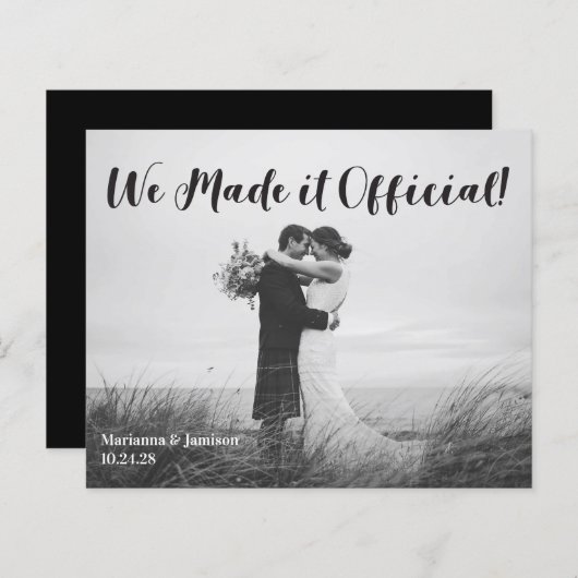 Papier Faire-part Mariage de typographie manuscrite Budge (Devant / Derrière)