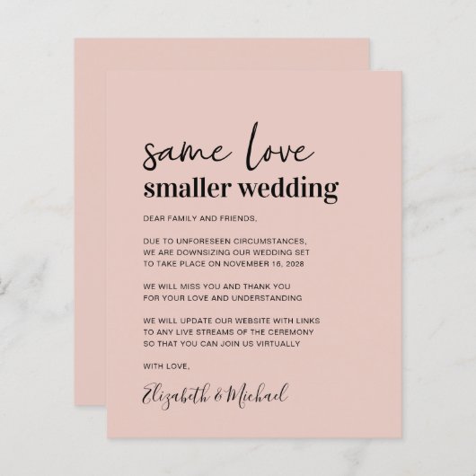 Papier Faire-part Mariage plus petit (Devant / Derrière)