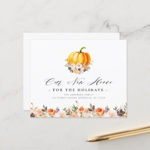 Papier faire-part mouvant floral de remerciement citrouil