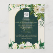 Papier Faire-Part NUESTRA BODA Roses Blanches Or Vert Mar (Dos)