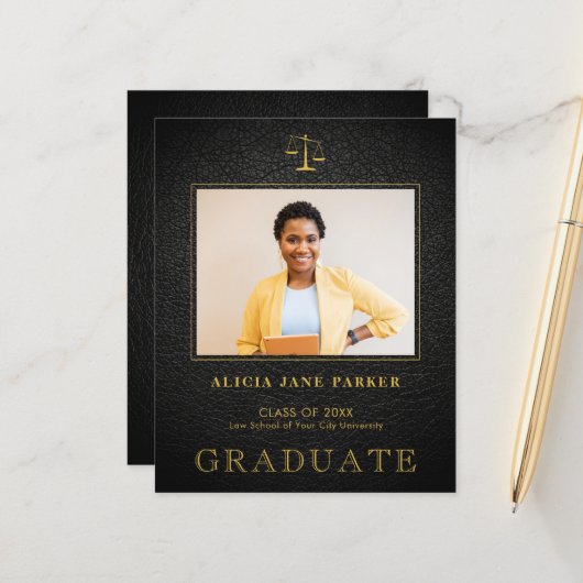 Papier Faire-part photo de l'école de droit budgétaire (Devant/Arrière en situation)