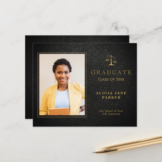 Papier Faire-part photo de l'école de droit budgétaire (Devant/Arrière en situation)