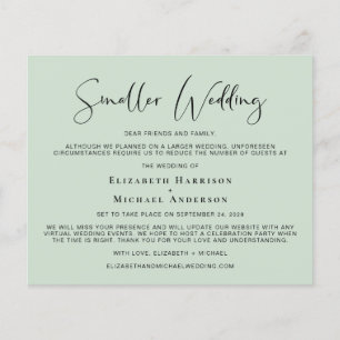 Papier Faire-part vert de Mariage de taille réduite du bu