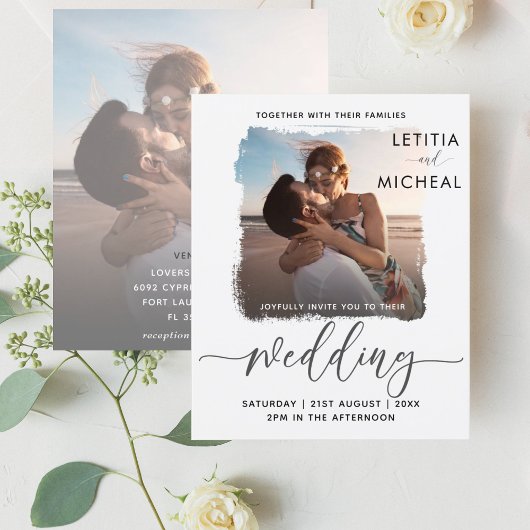 Papier Faire Simple Photo Invitation de Mariage