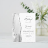 Papier Fairepart de mariage Code QR Argent Gris Budget (Debout devant)