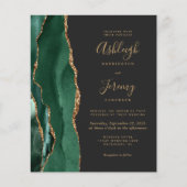 Papier Fairepart de mariage code QR Budget Emeraude Vert (Devant)