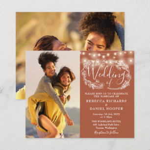 Papier Fairepart de mariage photo Budget Terracotta Light