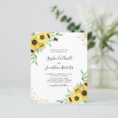 Papier Fairepart de Mariage Tournesols Abeille Budget Tou (Debout devant)