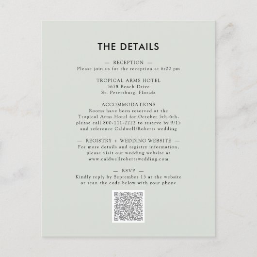 Papier Fairepart de Mariage Tout Compris Eucalyptus à Pri (Dos)