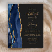 Papier Faireparts de mariage Budget Bleu Nuit Or Foncé Co