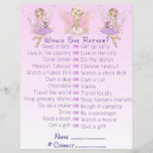 Papier Fairy Baby shower rose Illustration Partie (Devant)