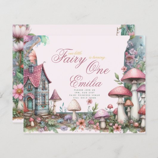 Papier Fairy Garden 1er anniversaire ou EDIT AGE Or Turqu (Devant / Derrière)