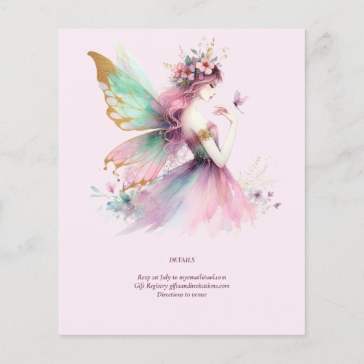 Papier Fairy Princesse 1er anniversaire ou EDIT AGE Or Tu (Dos)