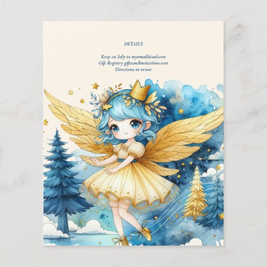 Papier Fairy Princesse 1er anniversaire ou EDIT AGE Or Tu (Dos)