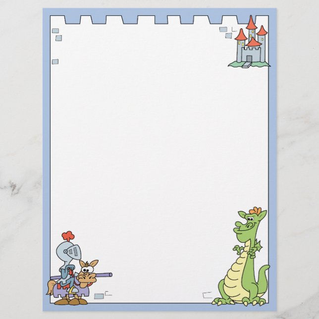 Papier Fairy Tale Knight and Dragon (Devant)