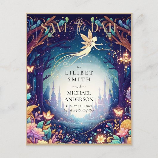 Papier Fairycore Enregistrer la date Fairytale Purple Gol (Devant)