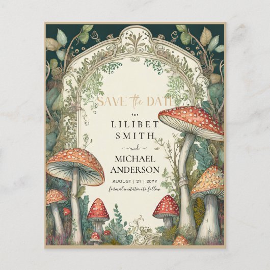 Papier Fairycore Enregistrer la date Green Gold Woodland (Devant)