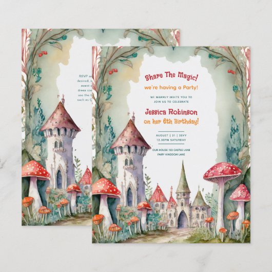 Papier Fairytale Castle Fairycore Princess Birthday Girl (Devant / Derrière)